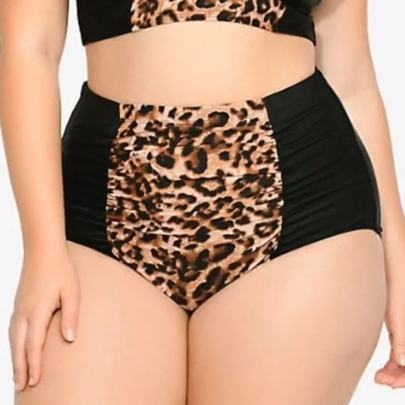 TORRID leopard high waisted bikini swim bottoms, 3X. - Picture 1 of 3